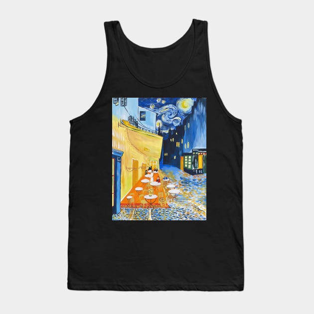 A Combination of Van Gogh's Pieces into a Cafe Terrace at Night Tank Top by vickykuprewicz
